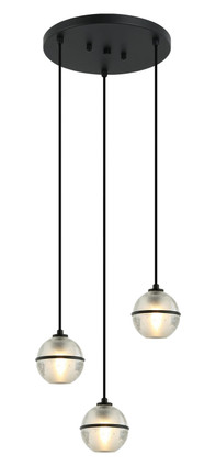 Matteo Lighting - C33103MB - Three Light Pendant - MISTY - Matte Black