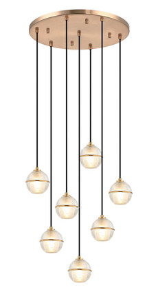 Matteo Lighting - C33107AG - Seven Light Pendant - Misty - Aged Gold Brass