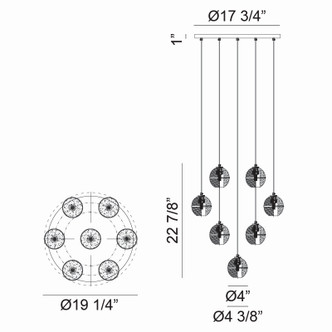 Misty Seven Light Pendant (C33107AG)