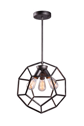 Matteo Lighting - C54603RB - Three Light Pendant - Geometry Series - Rusty Black