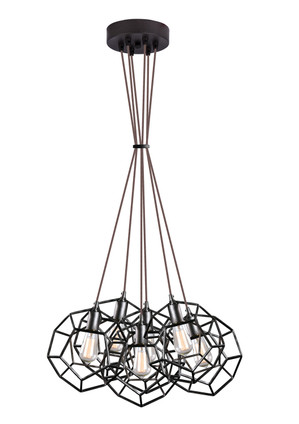 Matteo Lighting - C54636RB - Six Light Chandelier - Geometry Series - Rusty Black