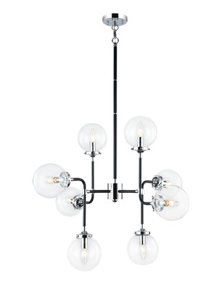 Matteo Lighting - C58208CHCL - Eight Light Chandelier - Particles - Black & Chrome