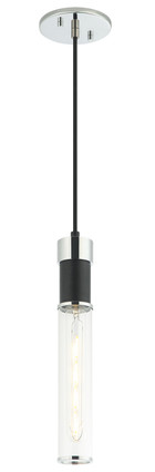 Matteo Lighting - C61201MBCH - One Light Pendant - Tubo - Matte Black + Chrome