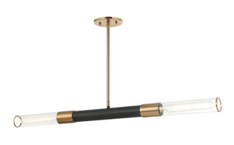 Matteo Lighting - C61202MBAG - Two Light Pendant - Tubo - Matte Black + Aged Gold Brass