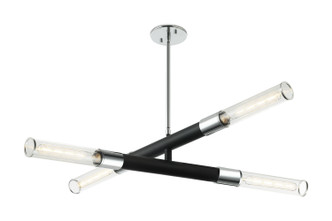 Matteo Lighting - C61204MBCH - Four Light Pendant - TUBO - Matte Black + Chrome