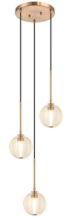Matteo Lighting - C61603AGCL - Three Light Pendant - Jemyca - Aged Gold Brass