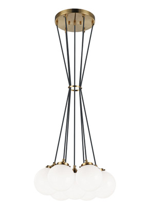 Matteo Lighting - C63007AGOP - Seven Light Pendant - The Bougie - Aged Gold Brass