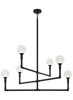 Matteo Lighting - C64806BKCL - Six Light Chandelier - Candlestix - Black