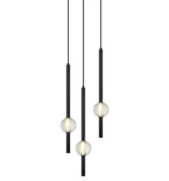 Matteo Lighting - C68903MB - Three Light Pendant - Windchimer - Matte Black