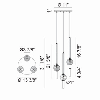 WINDCHIMER Three Light Pendant (C68903MB)