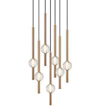 Matteo Lighting - C68907AG - Seven Light Pendant - WINDCHIMER - Aged Gold Brass