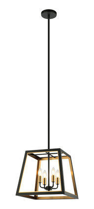 Matteo Lighting - C72104MBAG - Four Light Pendant - ROSALIE - Matte Black + Aged Gold Brass