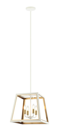 Matteo Lighting - C72104WHAG - Four Light Pendant - Rosalie - White + Aged Gold Brass