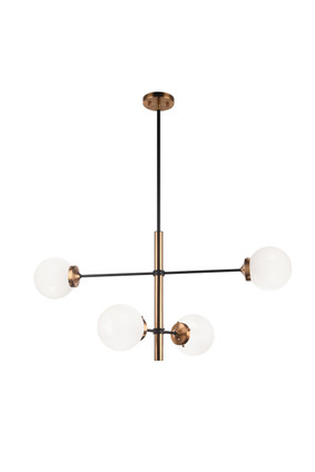 Matteo Lighting - C78104AGOP - Four Light Pendant - Enchant - Aged Gold Brass