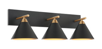 Matteo Lighting - S10603MB - Three Light Wall Sconce - BLISS - Aged Gold Brass + Matte Black