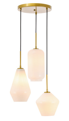 Elegant Lighting - LD2269BR - Three Light Pendant - Gene - Brass