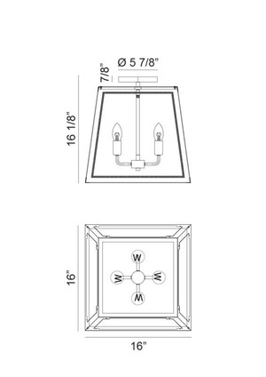 Rosalie Four Light Ceiling Mount (X72104MBAG)