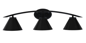 Toltec Lighting - 3723-MB-421-MB - Three Light Bath Bar - Kurve - Matte Black