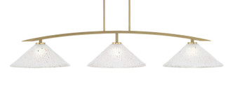 Toltec Lighting - 3733-NAB-711 - Three Light Bar - Kurve - New Age Brass