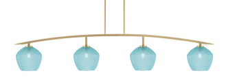 Toltec Lighting - 3734-NAB-4925 - Four Light Billiard/Island - Kurve - New Age Brass