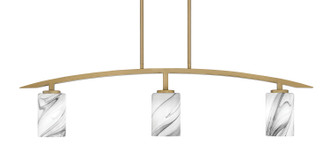 Toltec Lighting - 3736-NAB-3009 - Three Light Island Pendant - Kurve - New Age Brass