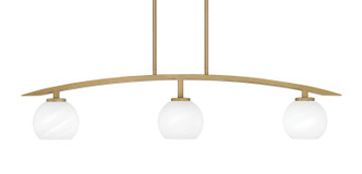 Toltec Lighting - 3736-NAB-4101 - Three Light Island Pendant - Kurve - New Age Brass