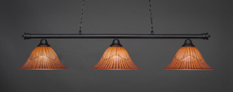 Toltec Lighting - 373-MB-58319 - Three Light Billiard Bar - Oxford - Matte Black