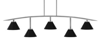 Toltec Lighting - 3745-GP-421-MB - Five Light Billiard/Island - Kurve - Graphite