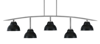 Toltec Lighting - 3745-GP-427-MB - Five Light Billiard/Island - Kurve - Graphite