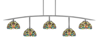 Toltec Lighting - 3745-GP-9905 - Five Light Billiard/Island - Kurve - Graphite