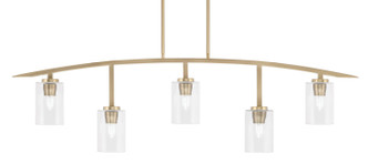 Toltec Lighting - 3745-NAB-300 - Five Light Billiard/Island - Kurve - New Age Brass
