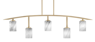 Toltec Lighting - 3745-NAB-3009 - Five Light Bar - Kurve - New Age Brass
