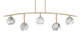 Toltec Lighting - 3745-NAB-4109 - Five Light Bar - Kurve - New Age Brass