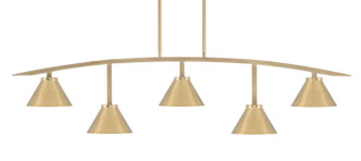 Toltec Lighting - 3745-NAB-421-NAB - Five Light Bar - Kurve - New Age Brass