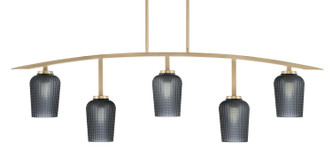 Toltec Lighting - 3745-NAB-4252 - Five Light Bar - Kurve - New Age Brass