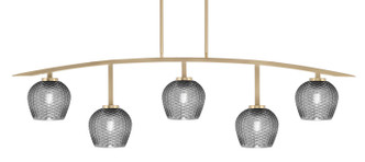 Toltec Lighting - 3745-NAB-4602 - Five Light Billiard/Island - Kurve - New Age Brass