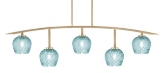 Toltec Lighting - 3745-NAB-4605 - Five Light Bar - Kurve - New Age Brass
