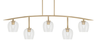 Toltec Lighting - 3745-NAB-4810 - Five Light Billiard/Island - Kurve - New Age Brass