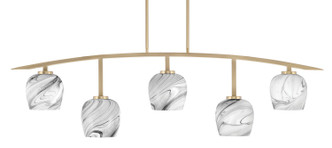Toltec Lighting - 3745-NAB-4819 - Five Light Bar - Kurve - New Age Brass