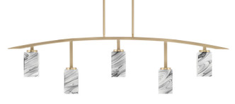 Toltec Lighting - 3745-NAB-549 - Five Light Bar - Kurve - New Age Brass