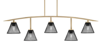 Toltec Lighting - 3745-NAB-805-MB - Five Light Billiard/Island - Kurve - New Age Brass