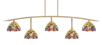 Toltec Lighting - 3745-NAB-9445 - Five Light Bar - Kurve - New Age Brass