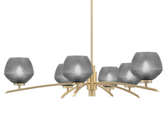 Toltec Lighting - 3746-NAB-4622 - Six Light Chandelier - Kurve - New Age Brass