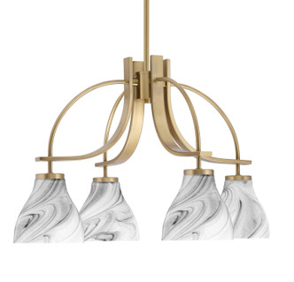 Toltec Lighting - 3924-NAB-4769 - Four Light Chandelier - Cavella - New Age Brass