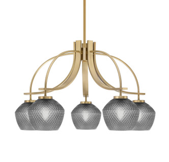 Toltec Lighting - 3925-NAB-4622 - Five Light Chandelier - Cavella - New Age Brass