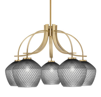 Toltec Lighting - 3925-NAB-4922 - Five Light Chandelier - Cavella - New Age Brass