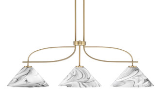 Toltec Lighting - 3936-NAB-2129 - Three Light Island Pendant - Cavella - New Age Brass