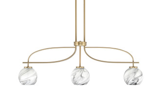 Toltec Lighting - 3936-NAB-4109 - Three Light Island Pendant - Cavella - New Age Brass