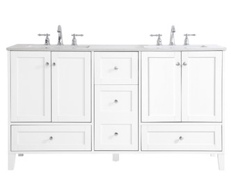 Elegant Lighting - VF18060DWH - Double Bathroom Vanity - sommerville - White