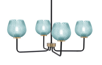 Toltec Lighting - 6204-MBNAB-4605 - Four Light Chandelier - Sandia - Matte Black & New Age Brass